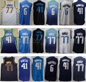 Herren Kristaps Porzingis Dirk Nowitzki Trikot Luka Doncic Edition Earned City Basketball Alle Nähte Schwarz Marineblau Weiß