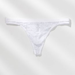 Hommes en dentelle G-string et string sexy sous-vêtements pour hommes voir à travers tangas hombre g string transparent mâle mâle t-back culotte