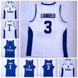 Mannen LaMelo Ball #1 LiAngelo Ball #3 Litouwen Vytautas Basketbal Jersey Blauw Wit Gestikt Shirts Borduurwerk Maat X-2XL