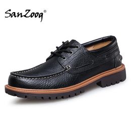 Men Leather Boat Autumn Spring Shoes Genuine 579 Black Brown Zapatos Hombre Cuero Genuino Big Size 47 48 240109 707