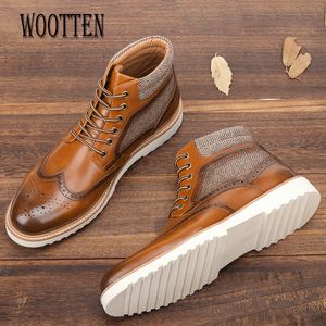 Botas de cuero para hombre, talla 8-12, marca de moda, cómodos zapatos de cuero 2022 para hombre, botines # AL612