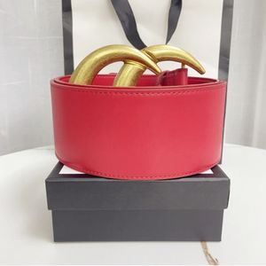 Designer fashion luxe 7 cm riem massief koperen grote gouden gesp en parelriemen dames rood zwarte taille gesp groothandel AAAAA1