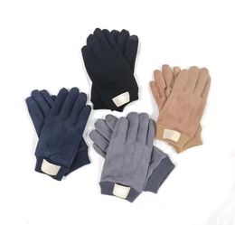 Gants en cuir pour hommes, mitaines en fourrure mate, PU cinq doigts, 4 couleurs avec étiquette, gants en daim fendus, vente en gros, gants de mode