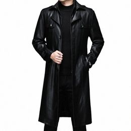 Hommes veste en cuir automne hiver véritable vestes homme vêtements Lg chaud manteaux en peluche décontracté Fi coupe-vent ceinture Chaquetas O2NT #