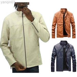Men Leather Jacket Moto Outdoor Men Faux Leather Jacket Men Zipper Slim Fit Leather Outwears Three Colors Special aanbieding L220801