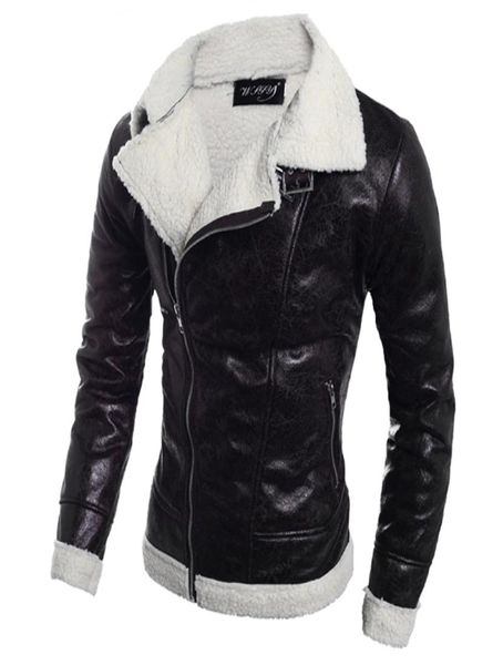 Veste en cuir masculine Mabinement d'hiver Mabillement de mouton pour hommes Élégants Men039s Vestes en cuir masculines glissière moto veste coréenne 7309507239