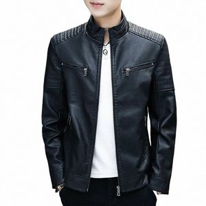 Mannen Lederen Jassen Koreaanse Fi Slim Fit Korte Jas Heren Streetwear Casual Blazer Jassen Mannelijke Bovenkleding Motorjas v0F6 #