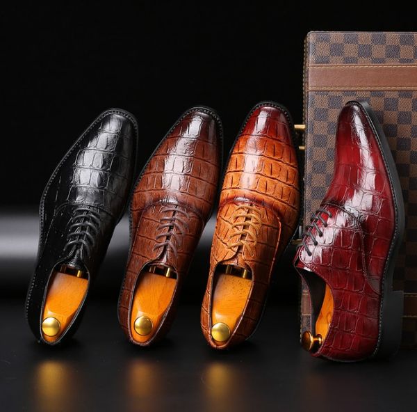 Hommes en cuir à talons bas chaussures habillées décontractées richelieu printemps bottines Vintage classique chaussure masculine