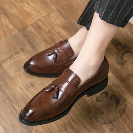 Men Leather Shoes Office Work Flat Loafers Shoes For Casual Gentleman Driving Classic Slipon Tassel Formal Shoe 240524