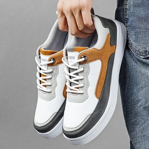 Mannen Lederen Schoenen Sneakers Trend Loopschoenen Italiaanse Ademende Mannen Sneakers Antislip Schoeisel Mannelijke Gevulkaniseerde Schoenen 240126