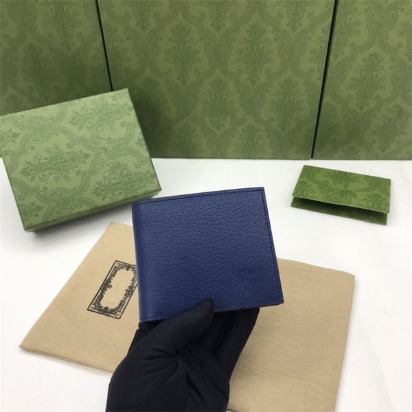 Hommes en cuir court portefeuille hommes sacs à main pince à billets carte de crédit Dollar couleur bleue portefeuilles porte-carte pour homme avec boîte