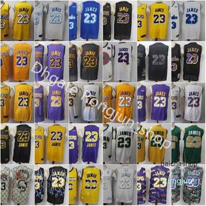 Hommes LeBron 23 James Basketball Jersey Vintage Tune Squad Looney Tunes Cousu St. Vincent Mary High School Irlandais Violet Jaune Whit