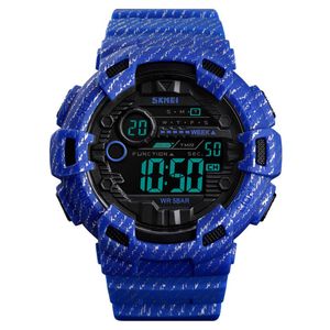 Hommes LED rétro-éclairage calendrier Date Camouflage Sport montre affichage numérique grand cadran mode étanche compte à rebours réveil G1022