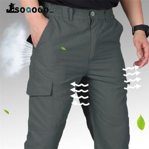 Hommes léger Cargo pantalon tactique décontracté respirant armée militaire randonnée pantalons longs travail masculin séchage rapide fond mince 210715
