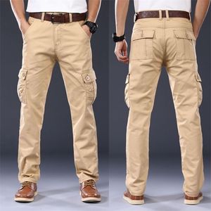 Hommes Pantalons minces légers Casual Coton Cargo Pantalons longs en plein air Militaire Mens Vêtements de mode Kaki 210715