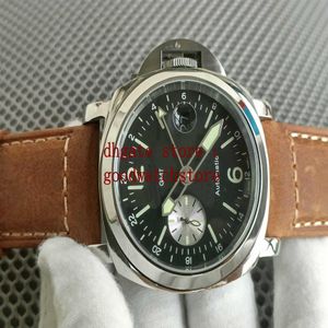 Mannen Limited 44mm GMT Horloges Bruin rundleer PAM88 Automatisch uurwerk Kwaliteit Horloges Bands energiebesparing Watch261K