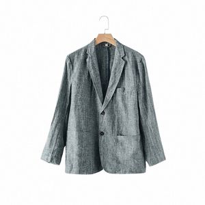 Mannen Linnen Jassen Lente Zomer Streep Fi Casual Blazers Loose Fit Werk Busin Party Dagelijks Leven Enkele Breasted 2 Butts A8sv #