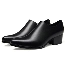 Men Loafers Echte zakelijk handgemaakt op lederen slip Casual Classic High Heels Dress Oxford Male schoenen Flats 240102 37