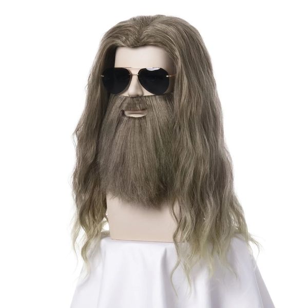 Hommes longues bouclées bouclées avec frange Cosplay Wigs mâle cheveux bouclés mâles peluche de barre de nuit du Night