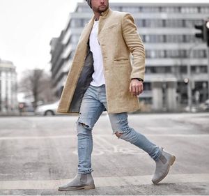 Men Lange wollen jassen Solid Color Casual Business Jackets Jacket Mode Kleding Outswear Cardigan Coats Plus Size 3XL2129058