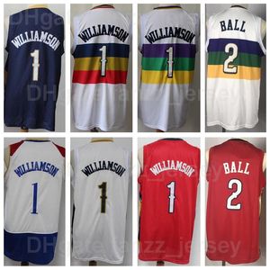 Mannen Lonzo Ball Basketbal Jersey 2 Zion 1 Williamson voor Sportfans Ademend Puur katoen Team Navy Blauw Wit Rood Kleur Borduurwerk en naaien van hoge kwaliteit te koop