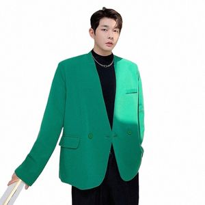 Mannen Losse Casual Jasje Mannelijke Streetwear Fi Vintage Trend Koreaanse Stijl Chic Sleevel Blazers Pak Jas Vest T7sl #