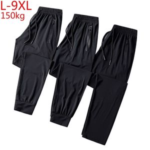 Hommes lâche taille pantalon complet glace Cool Net Super grand mode décontracté imprimé pantalon élastique été taille 5XL 6XL 7XL 8XL 9XL 220325