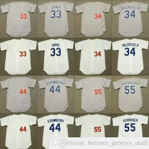 Hommes Los Angeles Retro 55 OREL HERSHISER 6 STEVE GARVEY 14 MIKE SCIOSCIA 15 DAVEY LOPES 16 RICK LUNDI 33 Eric Davis KEMP Maillots de Baseball