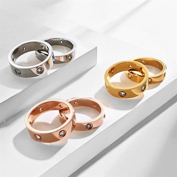 Men Love Ring Diseño Joyas de lujo Gold Silver Women Jewelery Sea inoxidable Acero inoxidable Diamante Fashion Anillos ANILES DE ANILLOS 307F