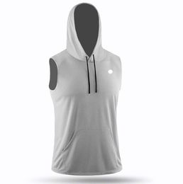 Men Lu Outdoor Mens Sports T-shirt Mouwloze mouwloze snel droog zweet-picking met korte topwrakout mode all-match