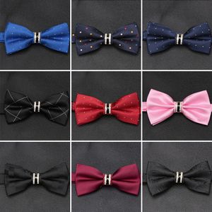 Men Groom Bays Luxurious Bowtie Groom Papatado Plaid Rayado Fashion Butterfly Barra de boda para accesorios masculinos Regalos corbata