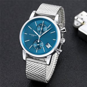 Heren luxe ontwerper Automatisch quartz 40 mm horloge Heren automatische veelzijdigheid chronograaf roestvrijstalen lederen band 5 wijzers Horloges b2
