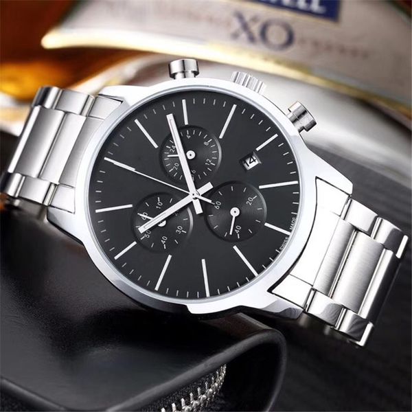 Herren-Luxus-Designer-Automatik-Quarz-Chronographenuhr, automatische 6-Zeiger-Herrenuhr mit Edelstahlband, C1