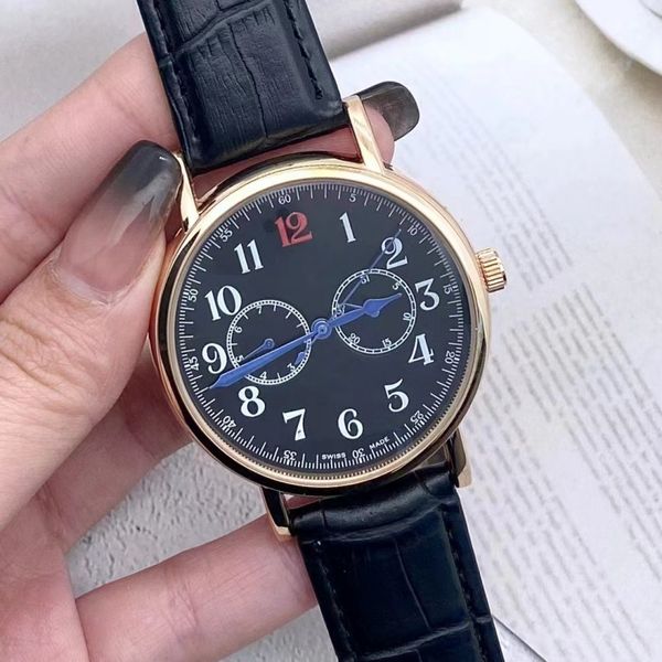 Hommes de luxe designer automatique quartz chronographe montre hommes auto 5 mains bracelet en cuir montres L19