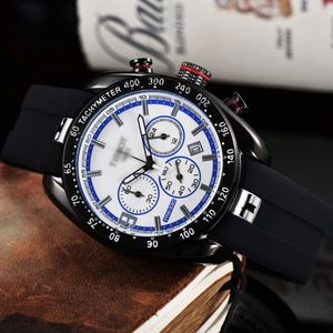 Men de luxe concepteur de luxe Automatic Quartz Watch Tachyter Mens Auto 6 Hands Watchs Bands élastiques Wristwatch