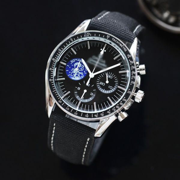 Montre à quartz automatique de luxe pour hommes, tachymètre, auto 3 faces, 6 mains, montres-bracelets en acier