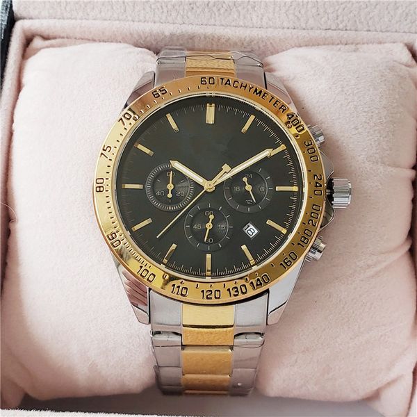 Montre à quartz automatique de luxe pour hommes montre à quartz automatique pour hommes tachymètre chronographe bracelet en acier 6 mains montres b15