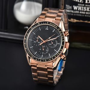 Men Luxury Designer Automatische Tachymetre Quartz 6 Hands Watch Rubber Steel Band Multifunctionele horloges