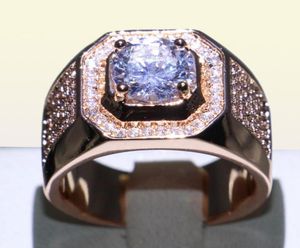 Mannen Luxe Engagement Wedding Band Ring Rose Gold Filled 3Ct Diamonique CZ Ring Voor Mannen Mode-sieraden Gift Maat 7139082963