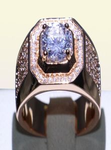 Mannen Luxe Engagement Wedding Band Ring Rose Gold Filled 3Ct Diamonique CZ Ring Voor Mannen Mode-sieraden Gift Maat 7135304339
