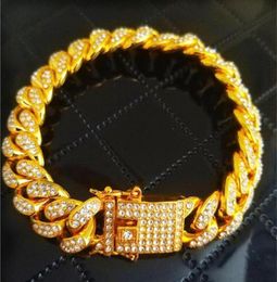 Hombres Luxury Haded Out Diamond Fashion Bracelets Bangles Gold Cuban Link Chain Miami Bracelet Hip Hop Jewelry Drop 78027745050632