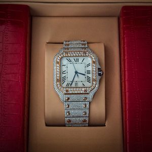 Heren luxe Iced Out Moissanite horloge tweekleurig skelet 18k gouden Vvs diamanten horlogehorloges