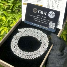 Hommes bijoux de luxe usine en gros livraison directe VVS Moissanite diamant chaîne à maillons cubains 10mm 12mm 14mm collier Hip Hop bijoux pour hommes