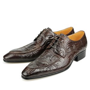 Hommes chaussures en cuir de luxe cousues à la main Derby peau de Crocodile imprime hommes chaussures décontractées en cuir chaussures habillées de bureau peuvent être personnalisées