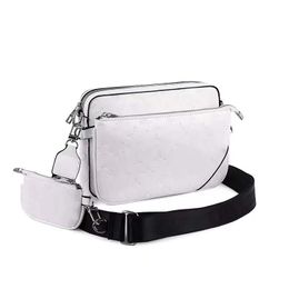 Heren luxe TRIO designer handtassen portemonnee crossbody tas herentas wit reliëf driedelige schoudertas damestas