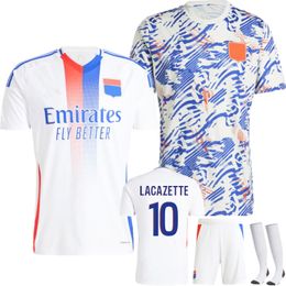 Men Lyon Home Soccer Jerseys 2024 25 Traore Memphis Maillot de Football Fans Joueur Olympique Lyonnais OL Kit de chemise de football pour enfants