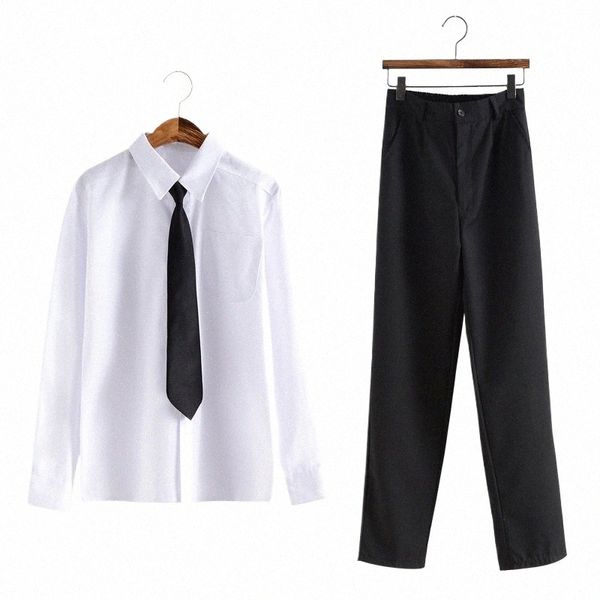 Hommes Mâle JK Sailor Lycée Uniforme Ensemble Étudiant Garçons Harajuku Preppy Style Top Blouse Taille Haute Pantalon M6t6 #