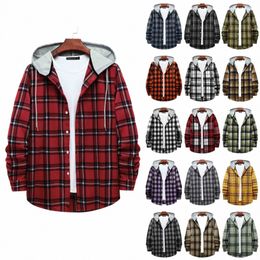 Hommes Hommes Casual Rouge Plaid Imprimer Chemise À Capuchon Surdimensionné Chemise Décontractée Vêtements Pour Hommes Style Européen Américain Beaux Hommes Vacances e0Ok #