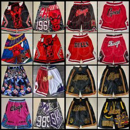 Hommes Mesh Team Throwback Just Don Stitched Face Mesh Basketball Shorts Chicagos poches Bull Mitchell ness Caroline du Nord Pantalones de baloncesto