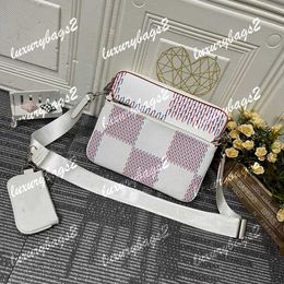 Heren koerierstas Damier Spray 3D Pochette Trio herentas Crossbody 11 kleuren M46340 M45320 M69443 Heren echt lederen schoudertassen 25cm Cross Body handtassen